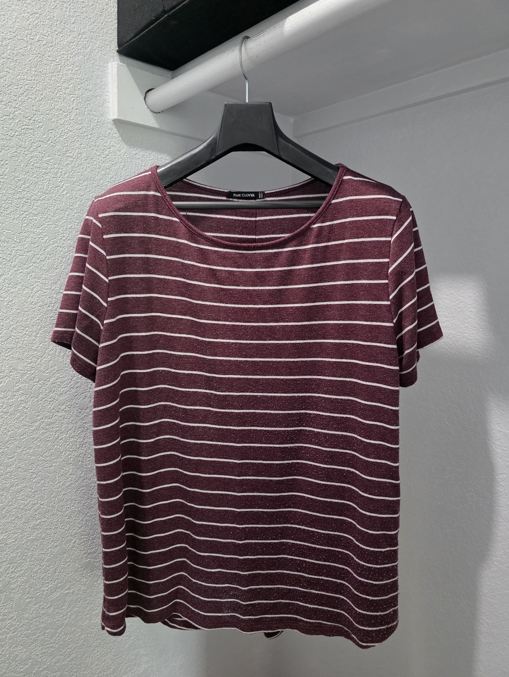 Burgundy Striped Short Sleeve Top